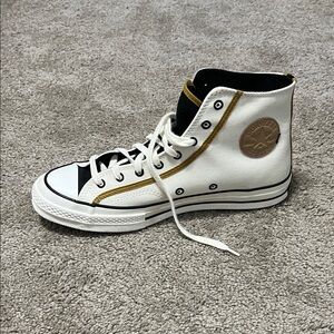 Classic High-Top Sneakers in White and Gold
